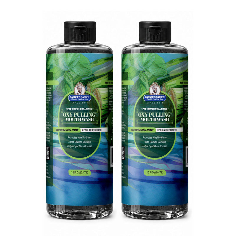 Garner's Garden Oxy Pulling | H2O2 & Charcoal | Pre-Brush Rinse Oxy Pulling White Smoke Lemongrass - Mint / Normal / Double Pack 2 x 16 oz