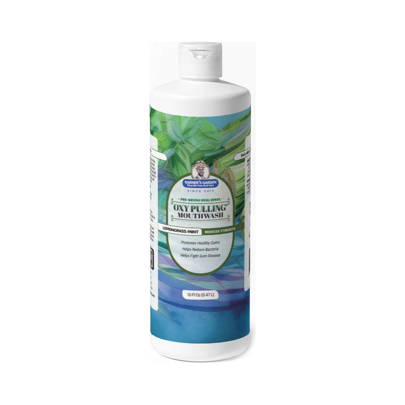 Garner's Garden Oxy Pulling Mouthwash | Activated Charcoal | H2O2 Oxy Pulling White Smoke Lemongrass - Mint / Reduced/Sensitive Formula / Double Pack 2 x 16 oz