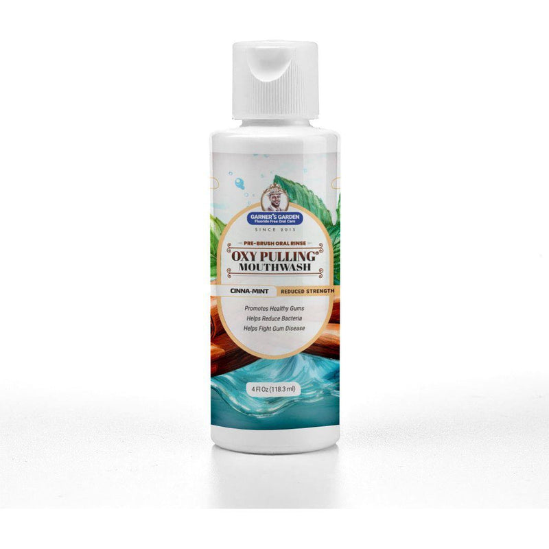 Garner's Garden Travel Sized Oxy Pulling Mouthwash | Activated Charcoal | H2O2 Oral Care White Smoke Cinna-Mint / Sensitive Formula / 4 oz