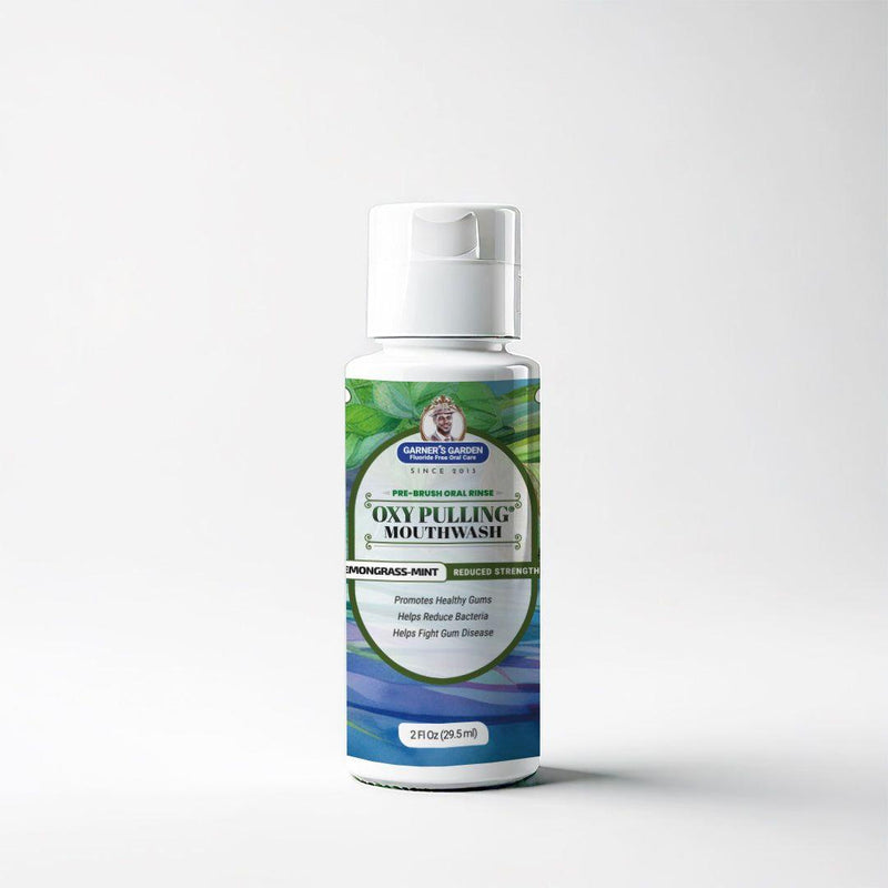Garner's Garden Travel Sized Oxy Pulling Mouthwash | Activated Charcoal | H2O2 Oral Care Lavender Lemongrass Mint / Sensitive Formula / 2 oz