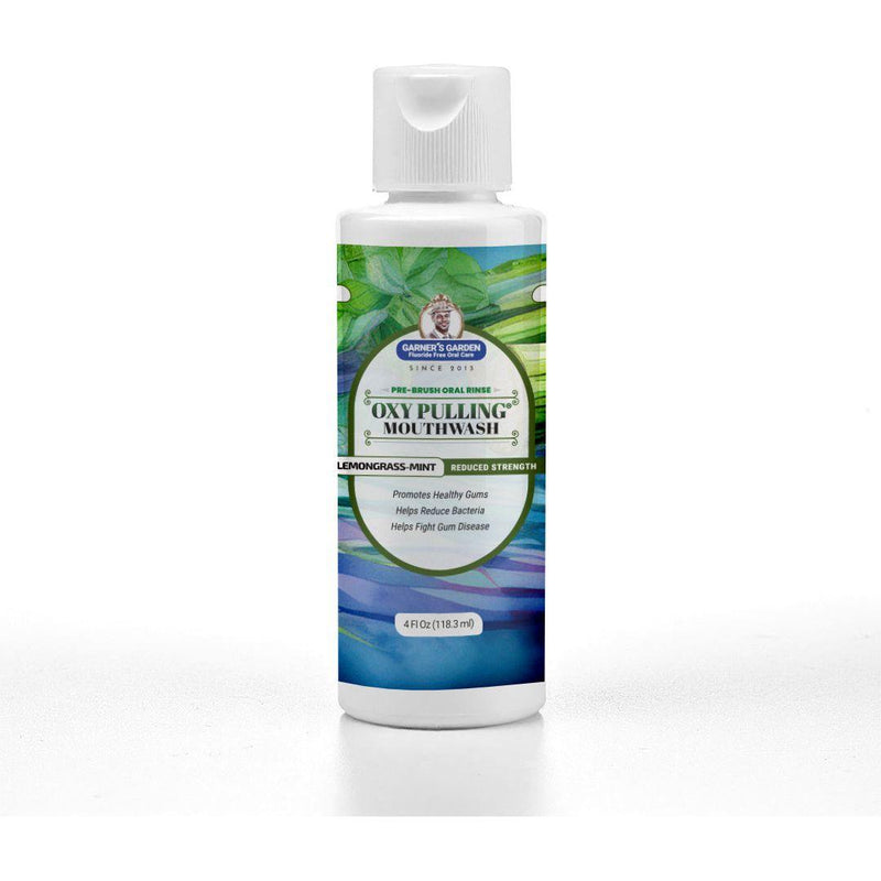Garner's Garden Oxy Pulling Mouthwash | Activated Charcoal | H2O2 Oxy Pulling White Smoke Lemongrass - Mint / Reduced/Sensitive Formula / 4 oz (try me)