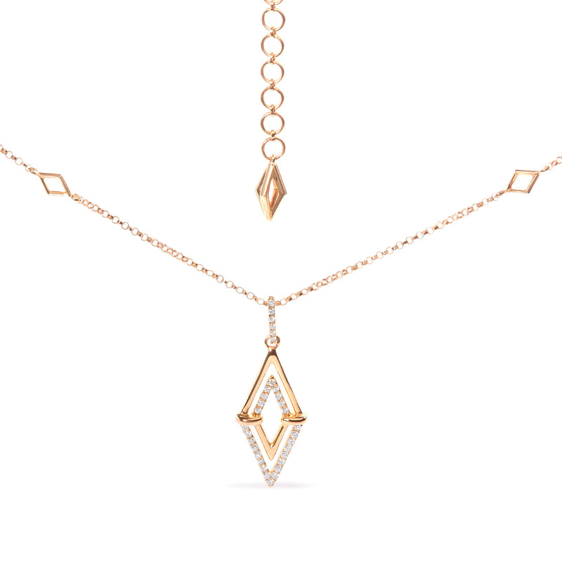 Bids.com 14K Yellow Gold 1/4 Cttw Diamond Double Triangle Geometric 18" Pendant Necklace (G-H Color, SI1-SI2 Clarity) Necklaces White Smoke Yellow.Gold / 18