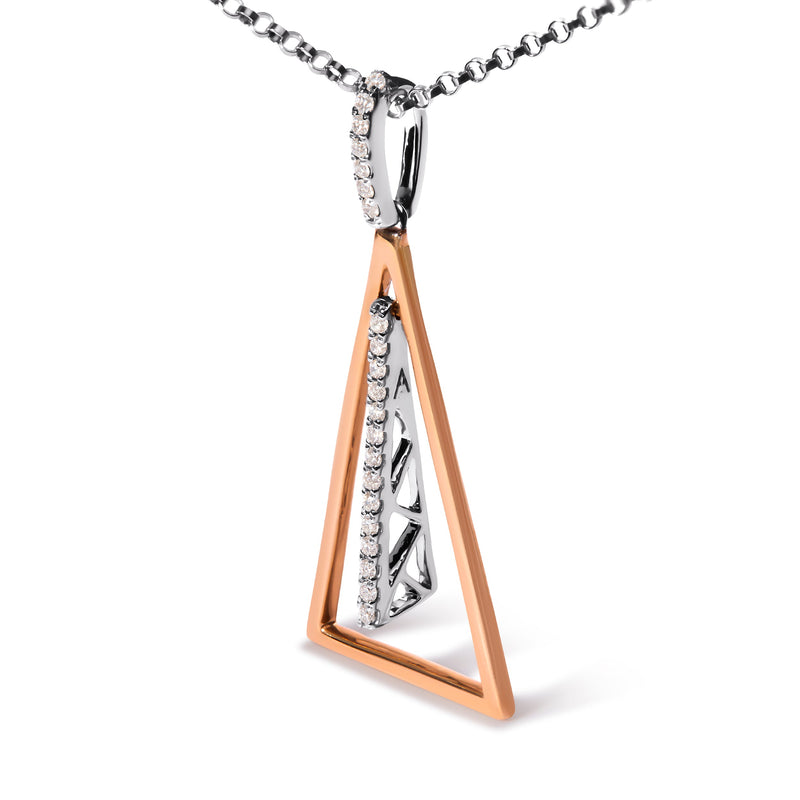 Bids.com 14K Rose and White Gold 1/8 Cttw Diamond Windchime 18" Pendant Necklace (G-H Color, SI1-SI2 Clarity) Necklaces White Smoke WhiteRose.Gold / 18