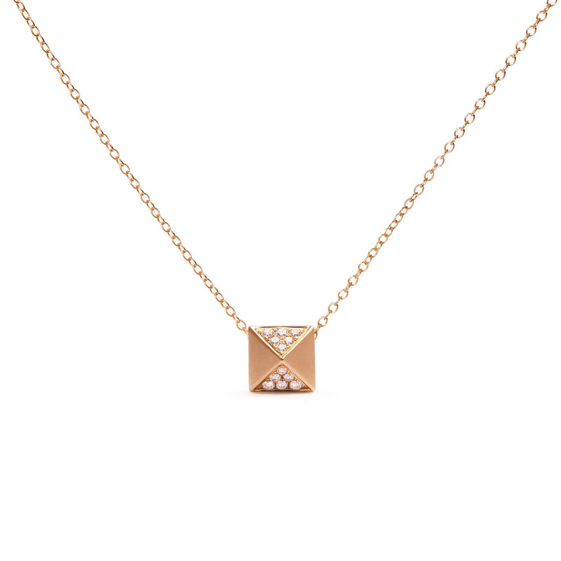 Bids.com 14K Yellow Gold 1/4 Cttw Diamond Matte Finished Pyramid Pendant Necklace (G-H Color, SI1-SI2 Clarity) - 18 Inches Necklaces White Smoke Yellow.Gold / 18