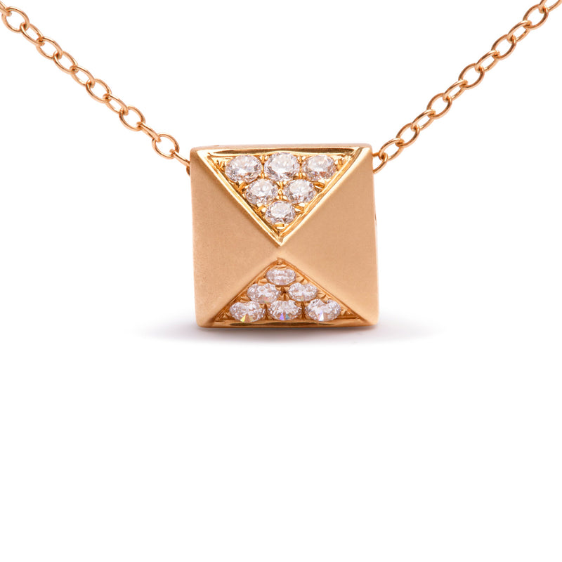 Bids.com 14K Yellow Gold 1/4 Cttw Diamond Matte Finished Pyramid Pendant Necklace (G-H Color, SI1-SI2 Clarity) - 18 Inches Necklaces White Smoke Yellow.Gold / 18