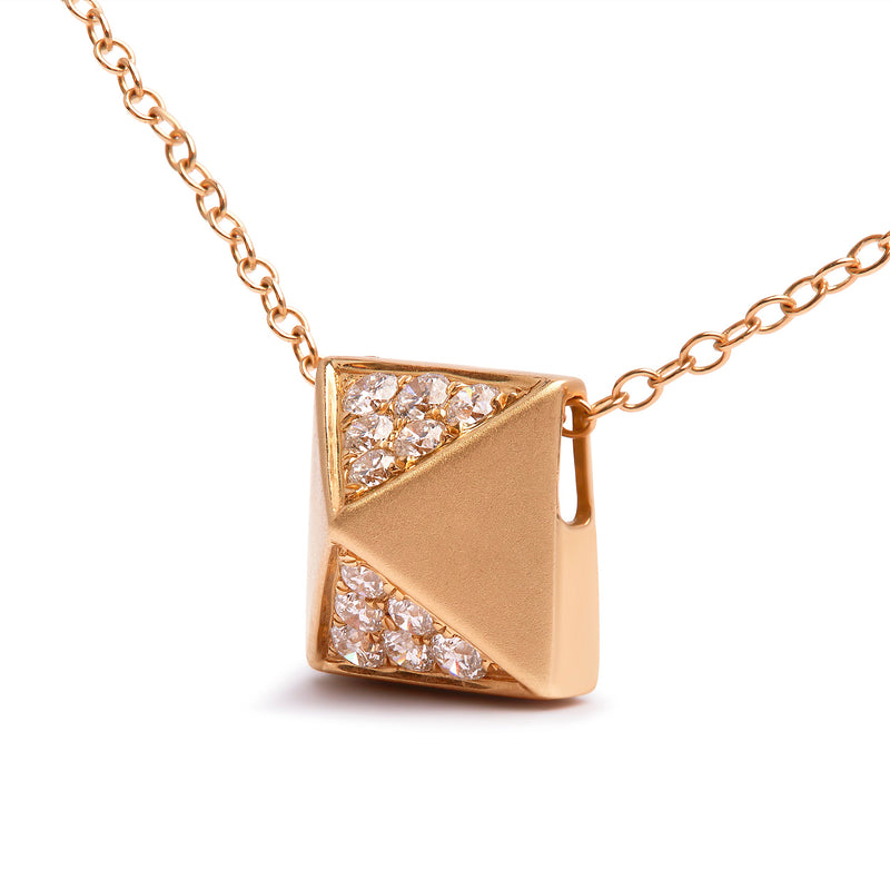 Bids.com 14K Yellow Gold 1/4 Cttw Diamond Matte Finished Pyramid Pendant Necklace (G-H Color, SI1-SI2 Clarity) - 18 Inches Necklaces White Smoke Yellow.Gold / 18