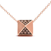 Bids.com 14K Rose Gold 1/4 Cttw Brown Diamond Matte Finished Pyramid Pendant Necklace (Brown Color, SI1-SI2 Clarity) - 18" Inches Necklaces White Smoke Rose.Gold / 18