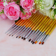 Red Iguana LLC Set of 16 Brushes Nail Art Brush Light Gray