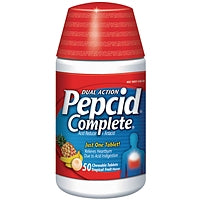 Pepcid Pepcid Complete Acid Reducer + Antacid Tropical Fruit Chewable Tablets Medicine & Drugs White Smoke