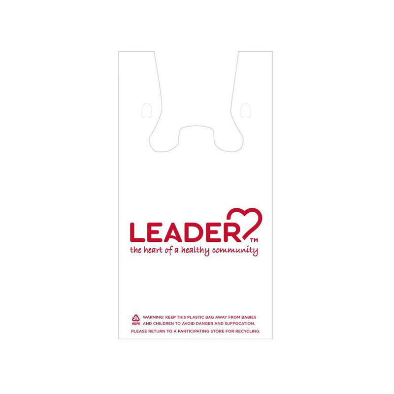 Leader Leader Plastic T-Shirt Carryout Bags, 12" x 7" x 23", 1,000 Count Bulk Case Paper & Plastic Shopping Bags White Smoke