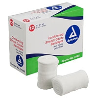 Dynarex Conforming Gauze Roll 2" x 4.1 yds with Absorbent Pads First Aid White Smoke
