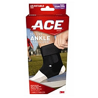 ACE Ace Brand Deluxe Ankle Stabilizer, Adjustable, Black Supports & Braces White Smoke