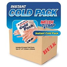 Medi Temp Instant Cold Pack 20-Pack: Quick Activation Ice Packs for Emergency & Travel Hot & Cold Therapies White Smoke
