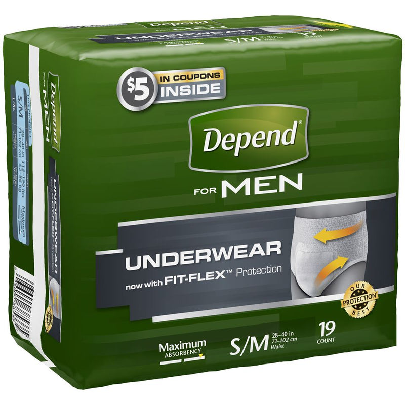 Depend Depend Fit Flex Adult Incontinence Underwear For Men, Disposable, Maximum Absorbency, Small/Medium, Grey Incontinence Aids Dark Olive Green