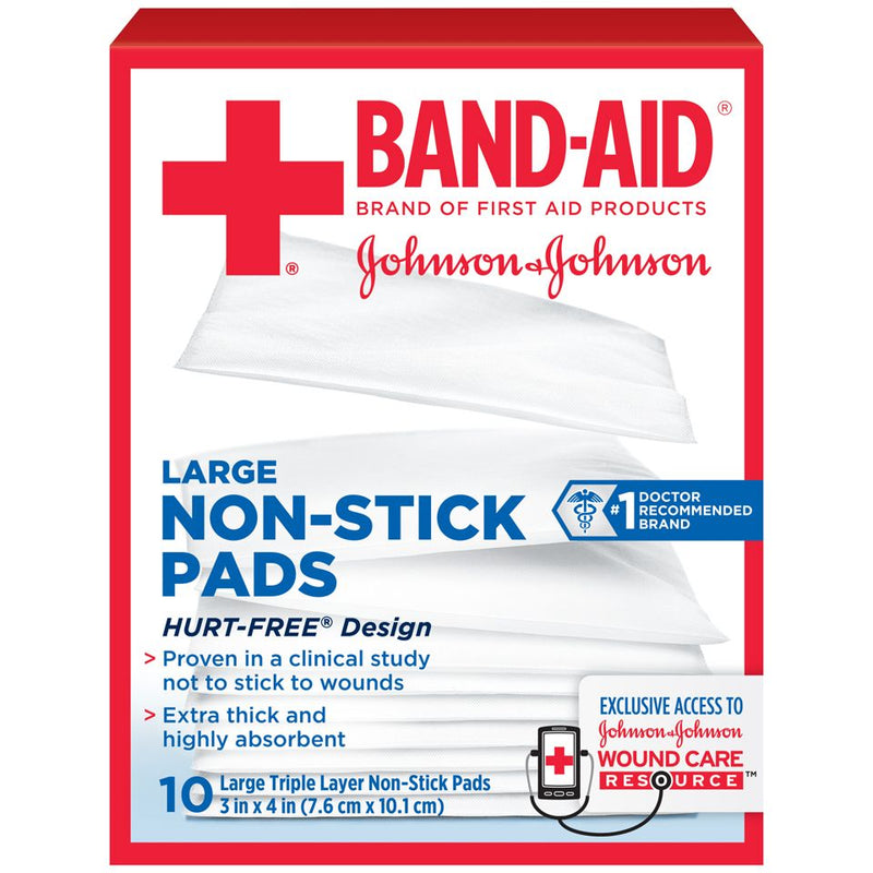 Band-Aid Brand Band-Aid Brand Hurt-Free Non-Stick Pads – Large (10 Count) First Aid White Smoke