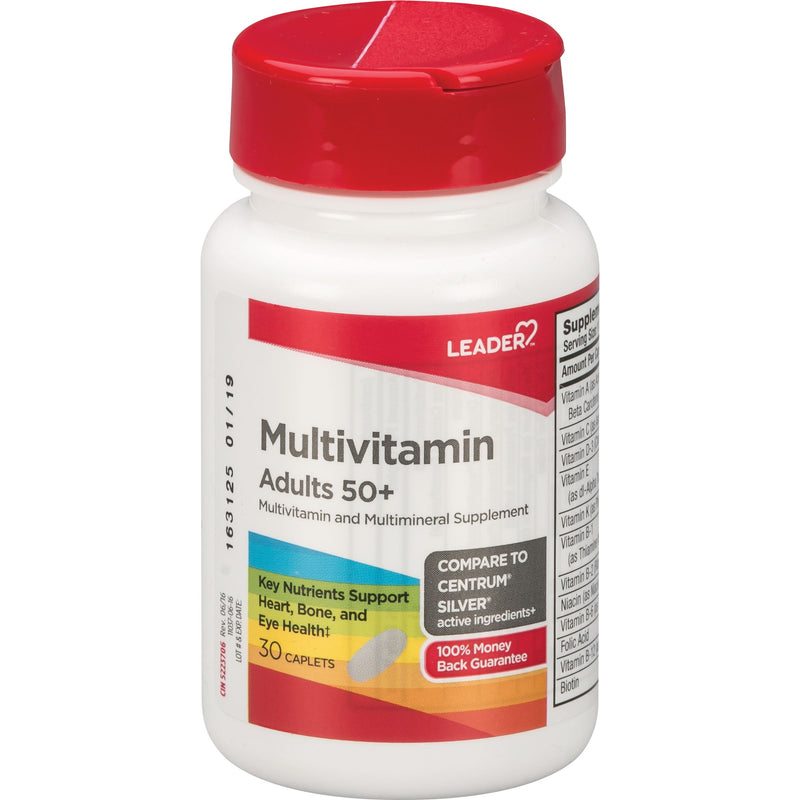 Leader Leader Adult 50+ Multivitamin, Complete Daily Health Supplement, 30 Caplets Vitamins & Supplements White Smoke