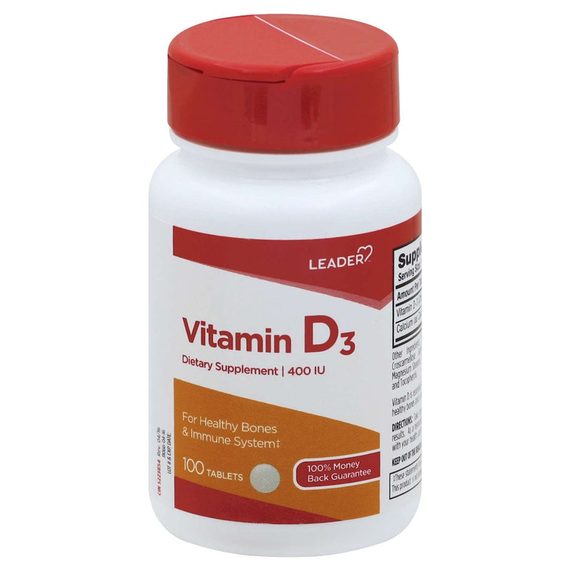 Leader Leader vitamin d3 400iu tablets 100 ct , tablets Vitamins & Supplements Light Gray