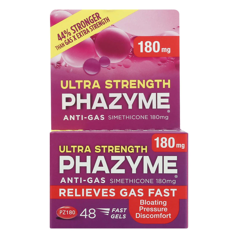 Phazyme Phazyme Ultra Strength Gas & Bloating Relief, Works In Minutes, 48 Fast Gels Health & Beauty Maroon
