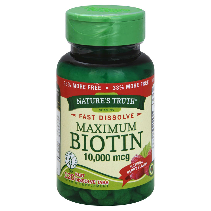 Nature's Truth Nature's Truth Tablets Fast Dissolve Maximum Natural Berry Flavor 10,000 Mcg Biotin Vitamins & Supplements White Smoke