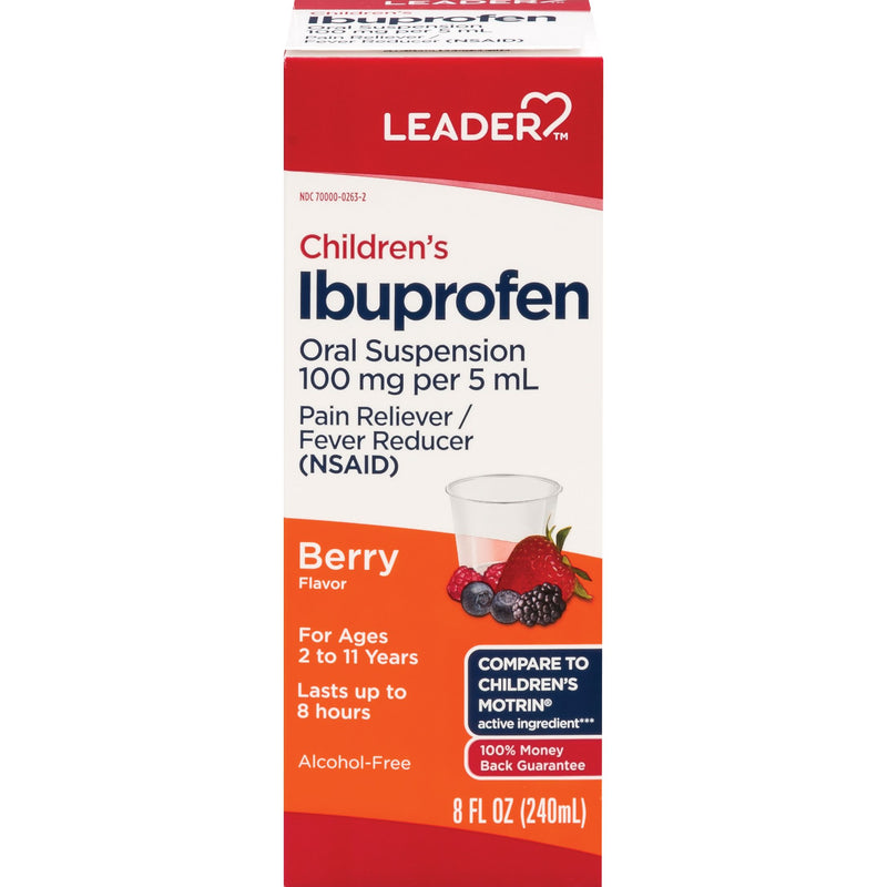 Leader Leader Children’s Ibuprofen Oral Suspension, Berry Flavor, 8 fl oz - Compare to Children's Motrin® Medicine & Drugs Misty Rose