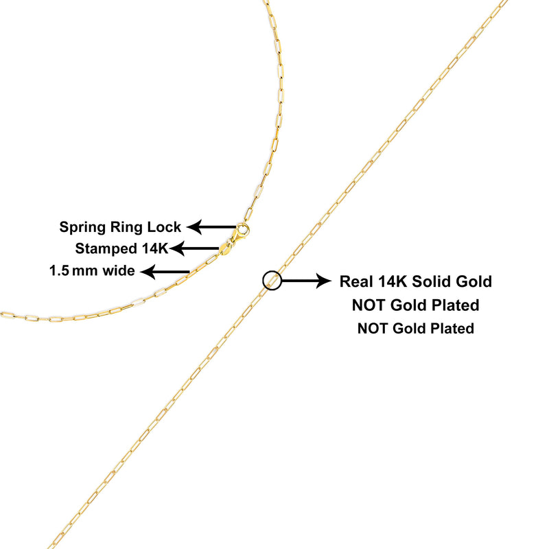 Bids.com Unisex Solid 14K Yellow Gold 1.5mm Paperclip Chain Necklace - 18 Inches Necklaces White Smoke Yellow.Gold / 18,White.Gold / 18,Rose.Gold / 18