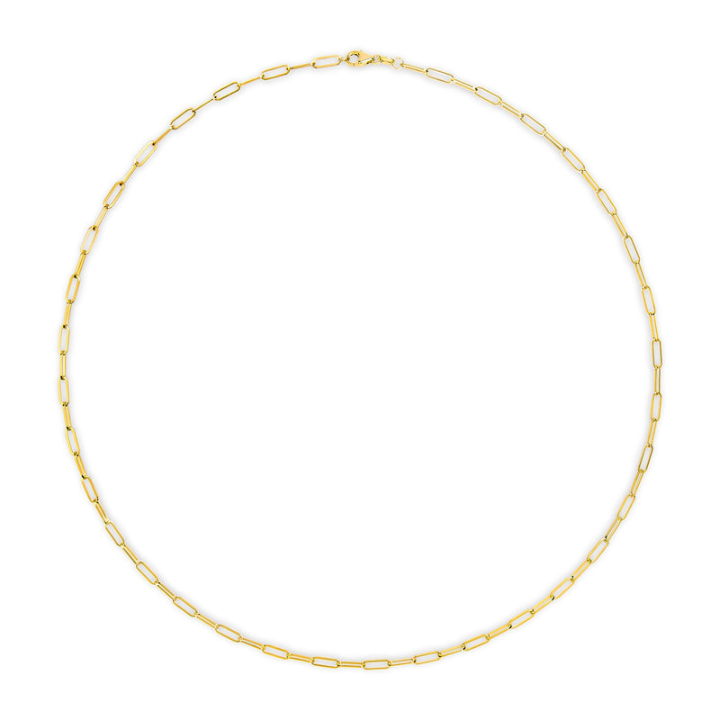 Bids.com Solid 14K Yellow Gold 2.5mm Paperclip Chain Necklace Unisex 18" Inches Necklaces White Smoke Yellow.Gold / 18,White.Gold / 18