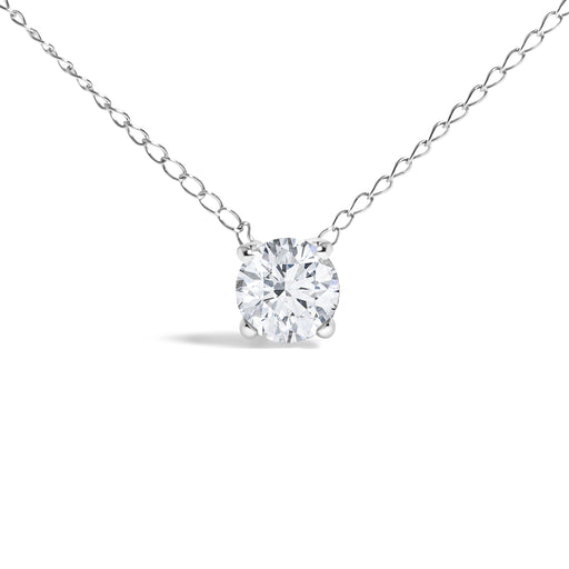 Bids.com 14K White Gold Floating 1/2 Cttw Lab Grown Diamond Solitaire Pendant Necklace - 18" Inches Necklaces White Smoke White.Gold / 18,Yellow.Gold / 18
