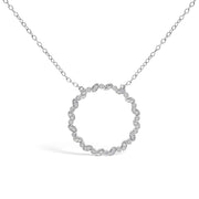 Bids.com .925 Sterling Silver 1/7 Cttw Lab Grown Diamond Beaded Love Circle Pendant Necklace - Size 18 Inches Necklaces White Smoke White.Sterling Silver / 18