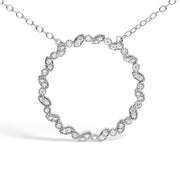 Bids.com .925 Sterling Silver 1/7 Cttw Lab Grown Diamond Beaded Love Circle Pendant Necklace - Size 18 Inches Necklaces White Smoke White.Sterling Silver / 18