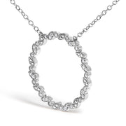 Bids.com .925 Sterling Silver 1/7 Cttw Lab Grown Diamond Beaded Love Circle Pendant Necklace - Size 18 Inches Necklaces White Smoke White.Sterling Silver / 18