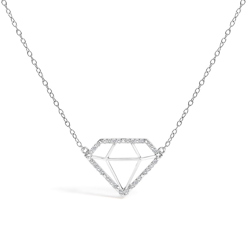Bids.com .925 Sterling Silver 1/7 Cttw Lab Grown Diamond Diamond Shaped Pendant Necklace - Size 18 Inches Necklaces White Smoke White.Sterling Silver / 18