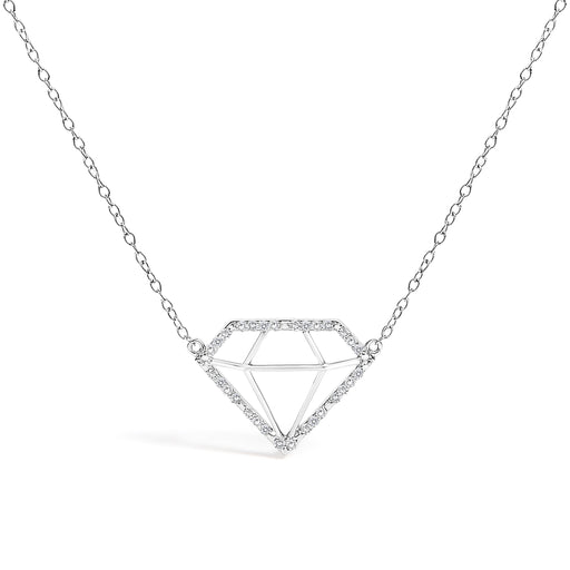 Bids.com .925 Sterling Silver 1/7 Cttw Lab Grown Diamond Diamond Shaped Pendant Necklace - Size 18 Inches Necklaces White Smoke White.Sterling Silver / 18