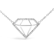 Bids.com .925 Sterling Silver 1/7 Cttw Lab Grown Diamond Diamond Shaped Pendant Necklace - Size 18 Inches Necklaces White Smoke White.Sterling Silver / 18