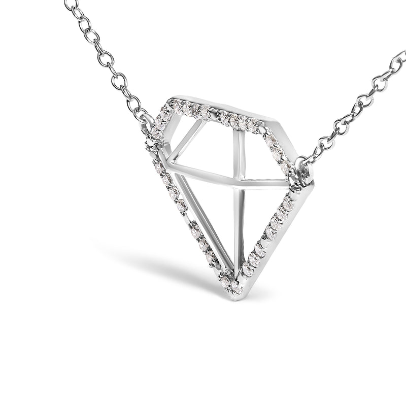 Bids.com .925 Sterling Silver 1/7 Cttw Lab Grown Diamond Diamond Shaped Pendant Necklace - Size 18 Inches Necklaces White Smoke White.Sterling Silver / 18