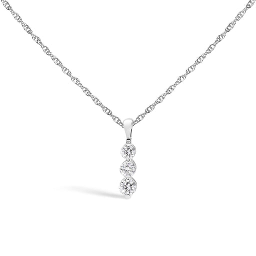 Bids.com .925 Sterling Silver 1/7 Cttw Lab Grown Diamond Three Stone Diamond Pendant Necklace - 18" Inches Necklaces White Smoke White.Sterling Silver / 18