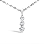 Bids.com .925 Sterling Silver 1/7 Cttw Lab Grown Diamond Three Stone Diamond Pendant Necklace - 18" Inches Necklaces White Smoke White.Sterling Silver / 18
