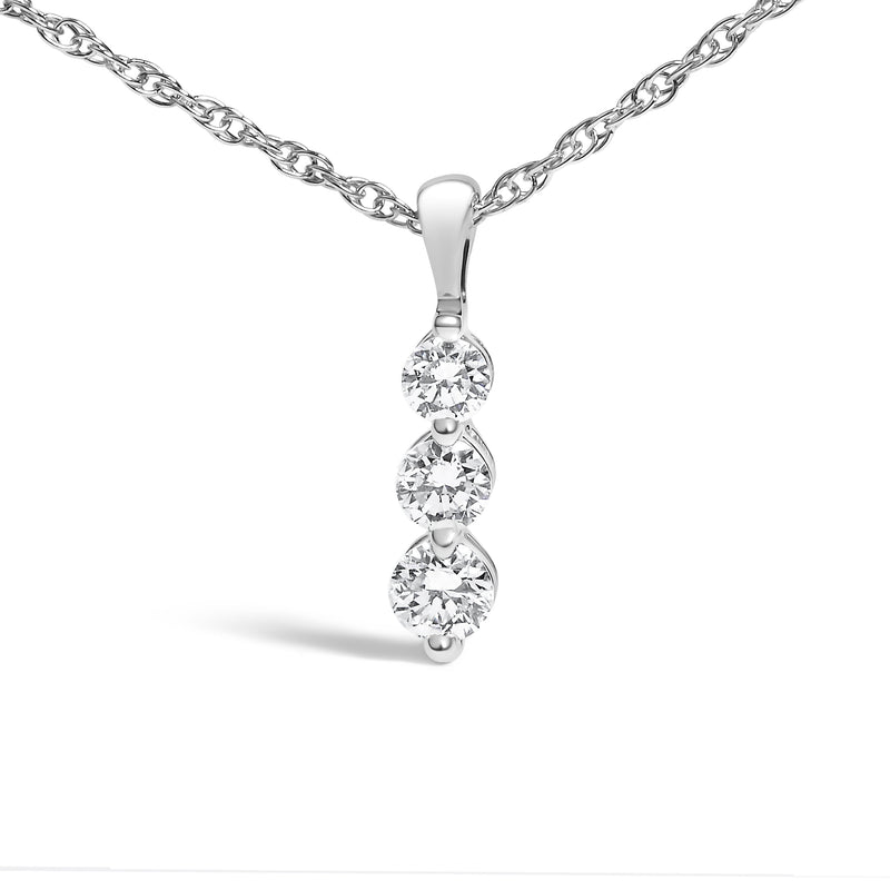 Bids.com .925 Sterling Silver 1/7 Cttw Lab Grown Diamond Three Stone Diamond Pendant Necklace - 18" Inches Necklaces White Smoke White.Sterling Silver / 18