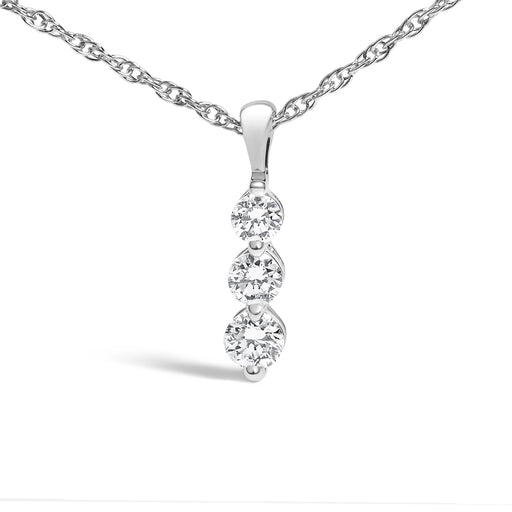 Bids.com .925 Sterling Silver 1/7 Cttw Lab Grown Diamond Three Stone Diamond Pendant Necklace - 18" Inches Necklaces White Smoke White.Sterling Silver / 18