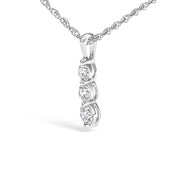Bids.com .925 Sterling Silver 1/7 Cttw Lab Grown Diamond Three Stone Diamond Pendant Necklace - 18" Inches Necklaces White Smoke White.Sterling Silver / 18