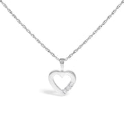 Bids.com .925 Sterling Silver Lab Grown Diamond 1/4 Cttw Three Stone Heart Pendant Necklace - 18" Inches Necklaces White Smoke White.Sterling Silver / 18
