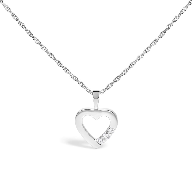 Bids.com .925 Sterling Silver Lab Grown Diamond 1/4 Cttw Three Stone Heart Pendant Necklace - 18" Inches Necklaces White Smoke White.Sterling Silver / 18