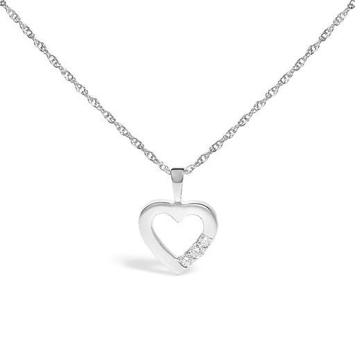 Bids.com .925 Sterling Silver Lab Grown Diamond 1/4 Cttw Three Stone Heart Pendant Necklace - 18" Inches Necklaces White Smoke White.Sterling Silver / 18