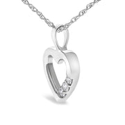 Bids.com .925 Sterling Silver Lab Grown Diamond 1/4 Cttw Three Stone Heart Pendant Necklace - 18" Inches Necklaces White Smoke White.Sterling Silver / 18