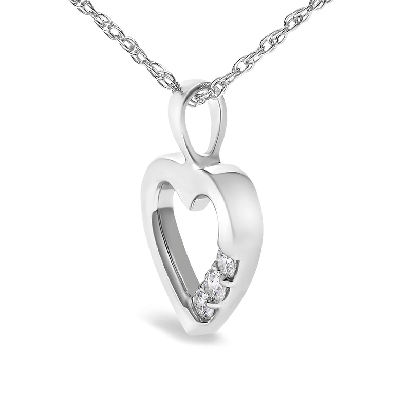 Bids.com .925 Sterling Silver Lab Grown Diamond 1/4 Cttw Three Stone Heart Pendant Necklace - 18" Inches Necklaces White Smoke White.Sterling Silver / 18
