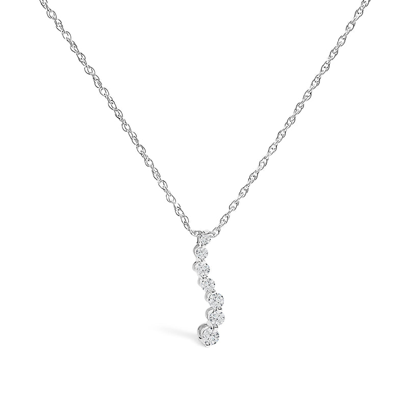 Bids.com .925 Sterling Silver 1/4 Cttw Lab Grown Diamond Journey Pendant Necklace - 18" Inches Necklaces White Smoke White.Sterling Silver / 18
