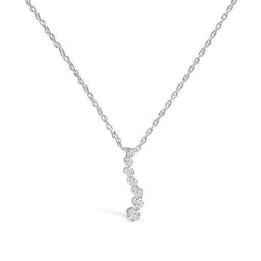 Bids.com .925 Sterling Silver 1/4 Cttw Lab Grown Diamond Journey Pendant Necklace - 18" Inches Necklaces White Smoke White.Sterling Silver / 18