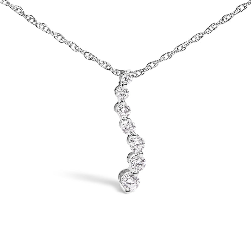 Bids.com .925 Sterling Silver 1/4 Cttw Lab Grown Diamond Journey Pendant Necklace - 18" Inches Necklaces White Smoke White.Sterling Silver / 18