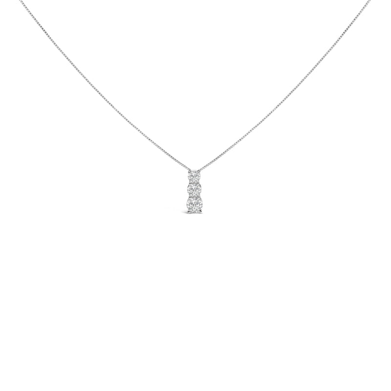 Bids.com 14K White Gold 1/2 Cttw Lab Grown Diamond Three Stone Pendant Necklace Necklaces White Smoke White.Gold / 18