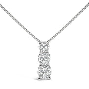 Bids.com 14K White Gold 1/2 Cttw Lab Grown Diamond Three Stone Pendant Necklace Necklaces White Smoke White.Gold / 18,Yellow.Gold / 18