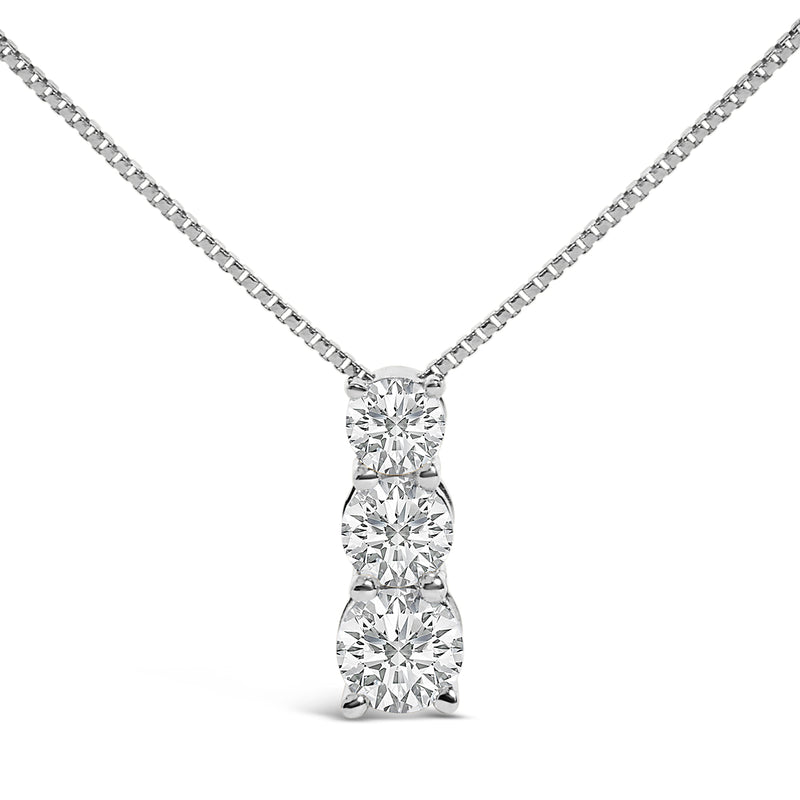 Bids.com 14K White Gold 1/2 Cttw Lab Grown Diamond Three Stone Pendant Necklace Necklaces White Smoke White.Gold / 18,Yellow.Gold / 18